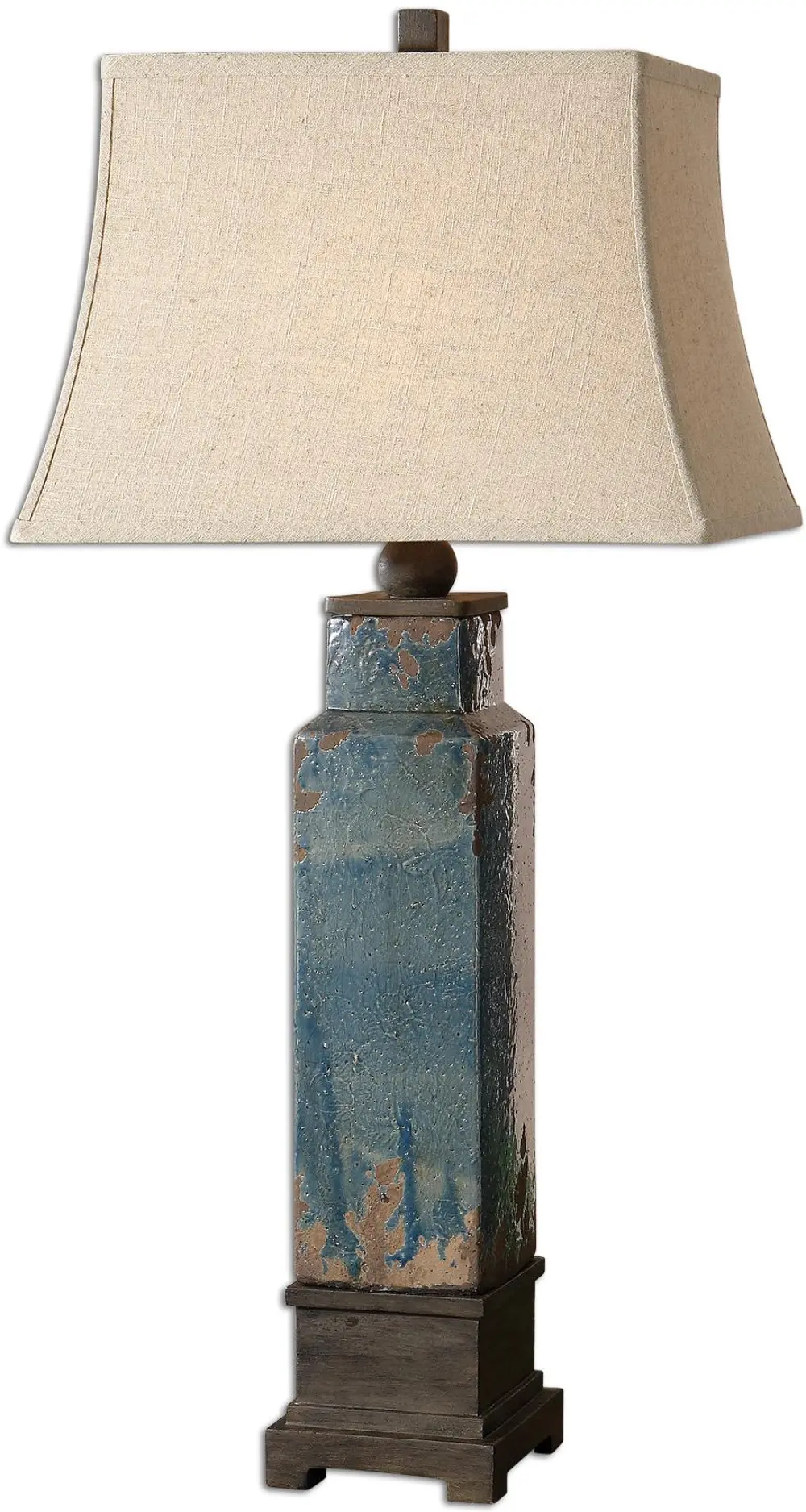 Distressed Blue Glaze Ceramic Table Lamp-1