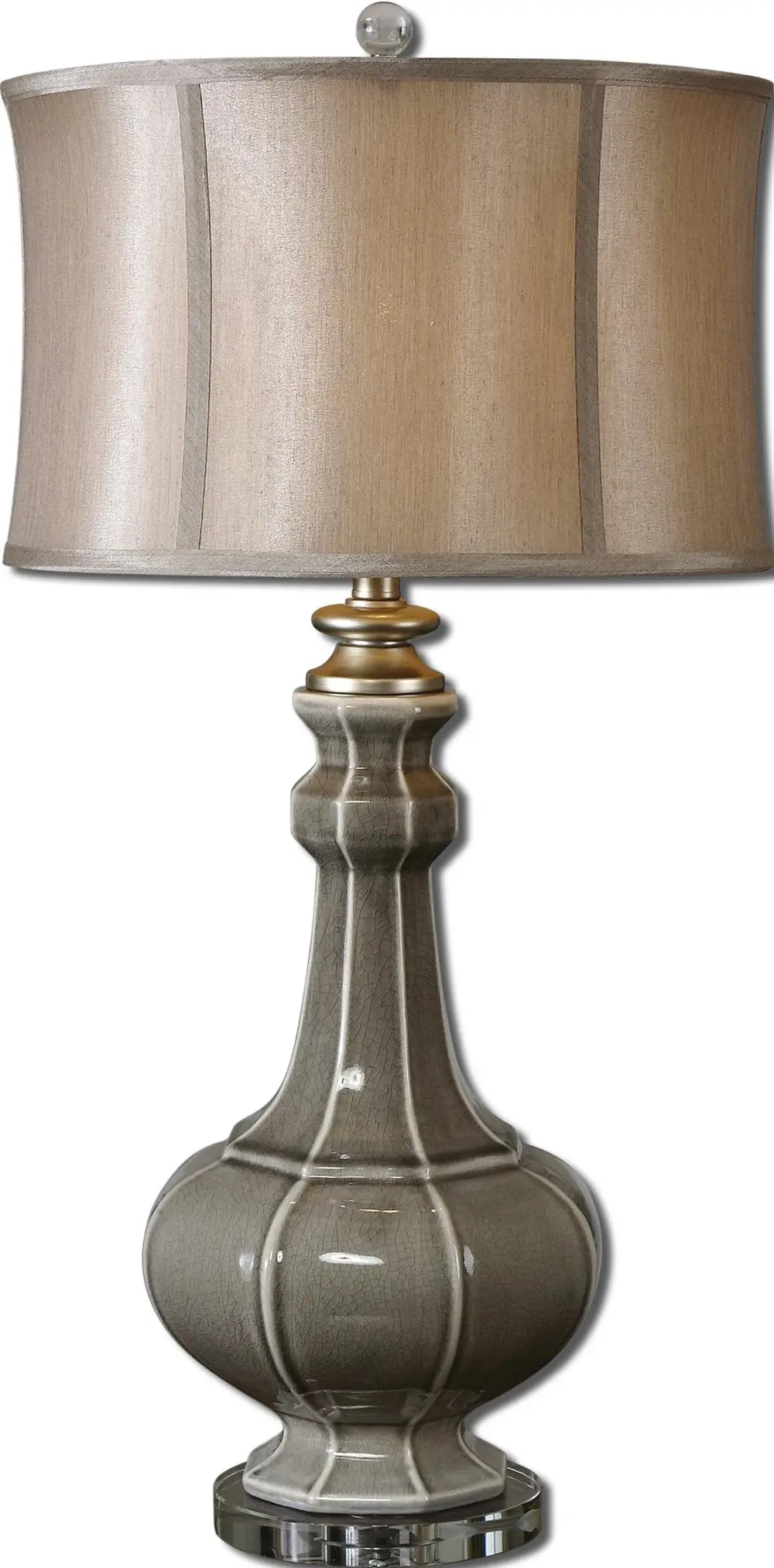 Crackled Gray Ceramic Table Lamp-1