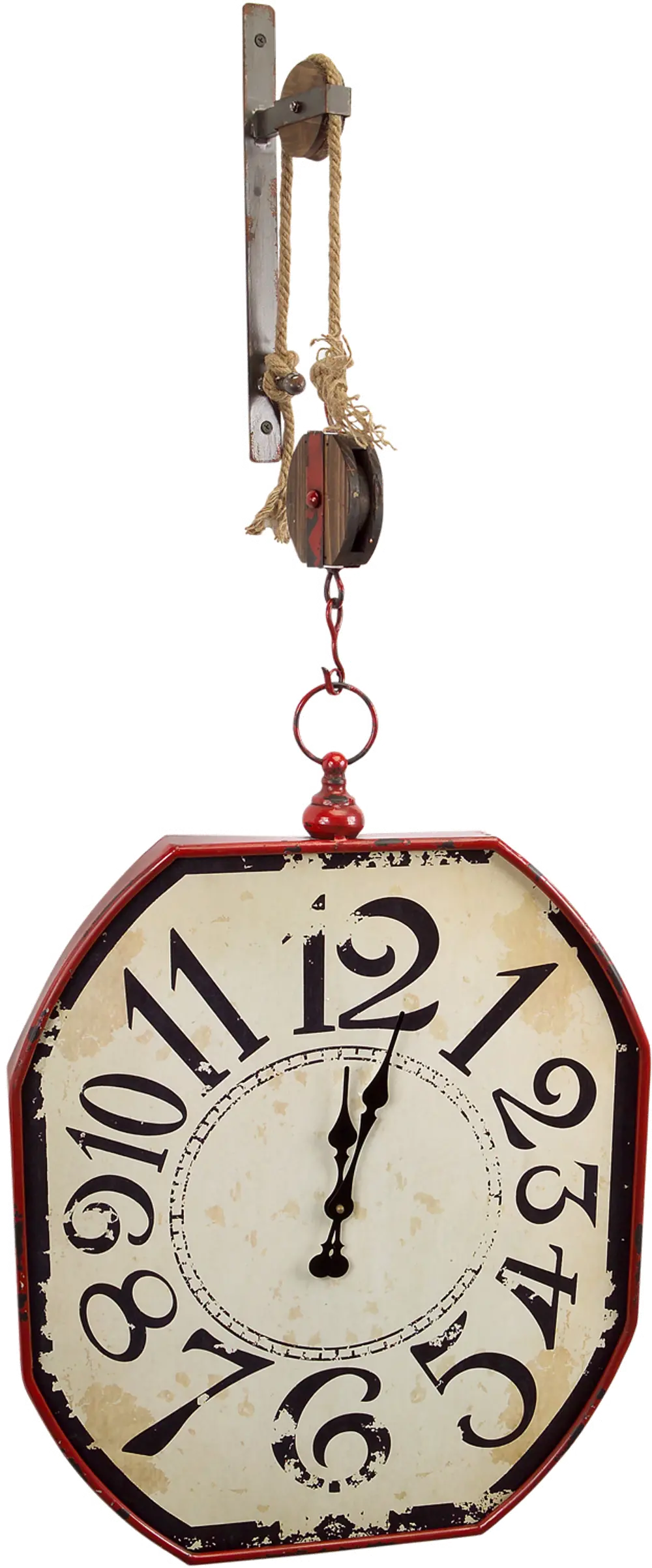 48 Inch Pulley Mounted Distressed Wall Clock-1