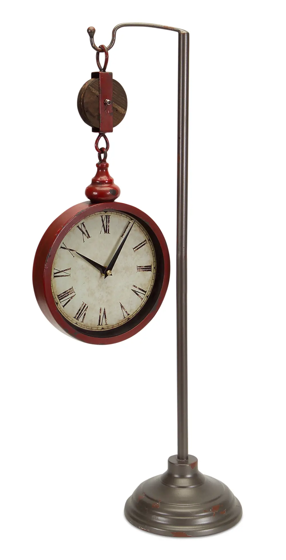 28 Inch Metal and Glass Pulley Clock on Stand-1