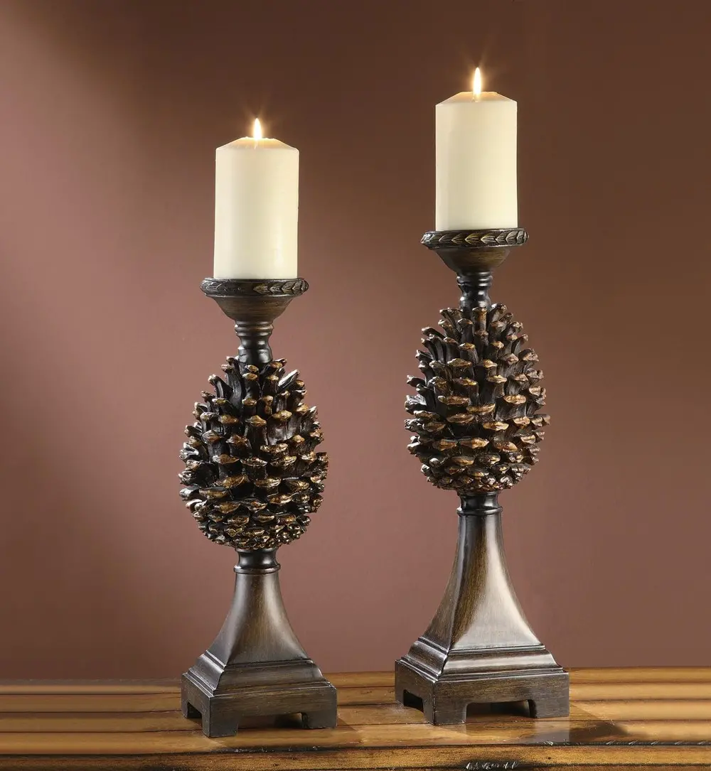 18 Inch Pine Bluff Resin Candle Holder-1
