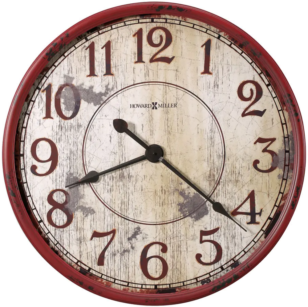 Red Distressed Face Wall Clock-1