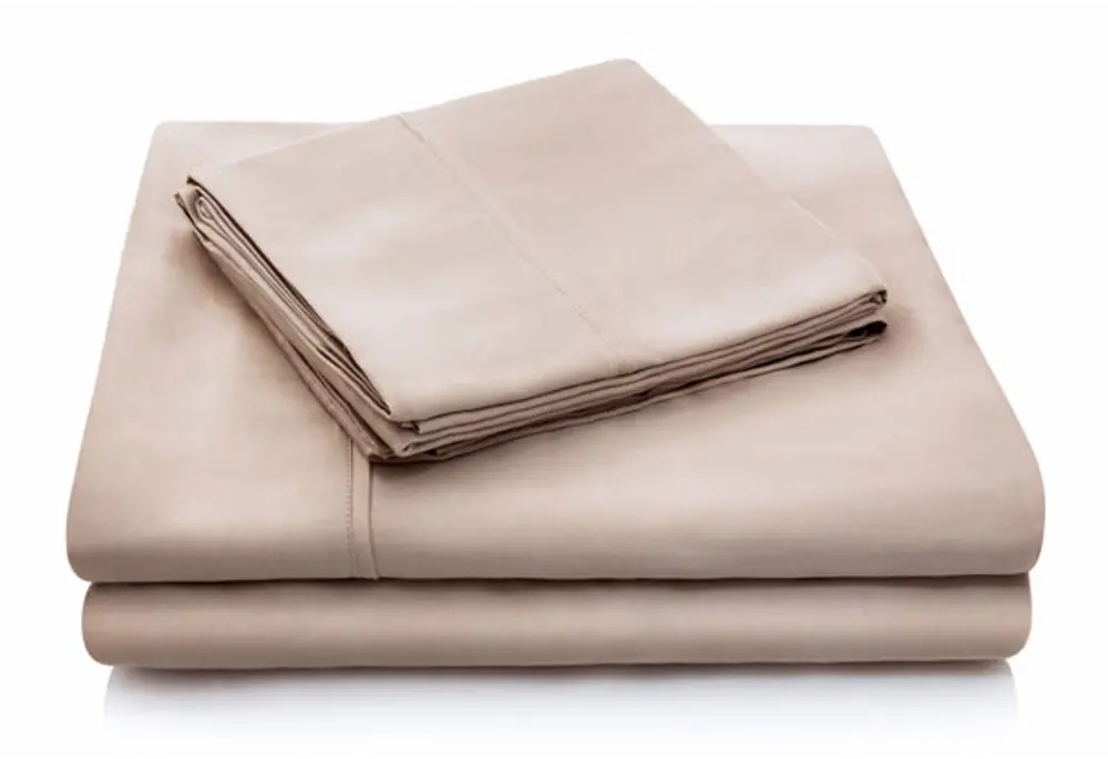 Ecru King 4 Piece Sheet Set - Woven Tencel-1