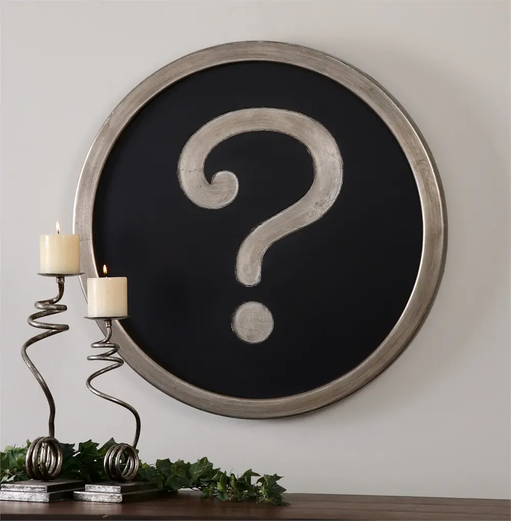 Black and Silver Round Question Mark Wall Decor-1