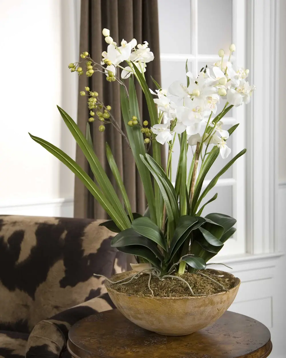 Moth White Orchid Faux Planter Arrangement-1