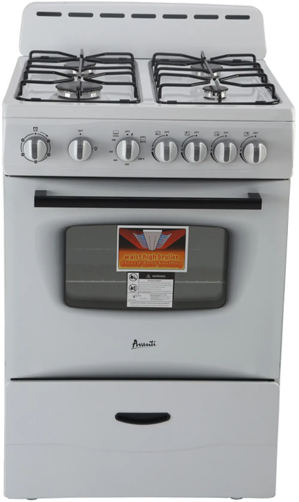 GR2414CW Avanti 2.6 cu ft Gas Range - White 24 Inch-1