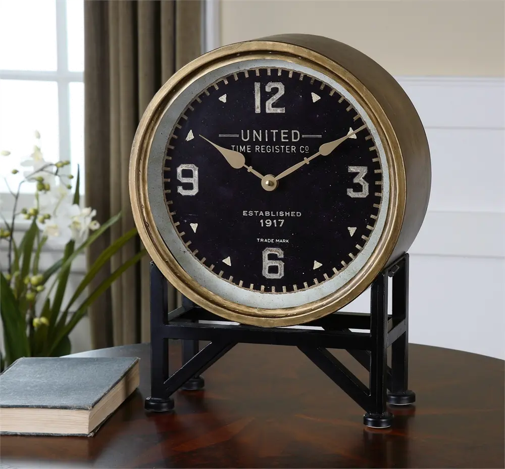 Metal and Brass Table Clock-1