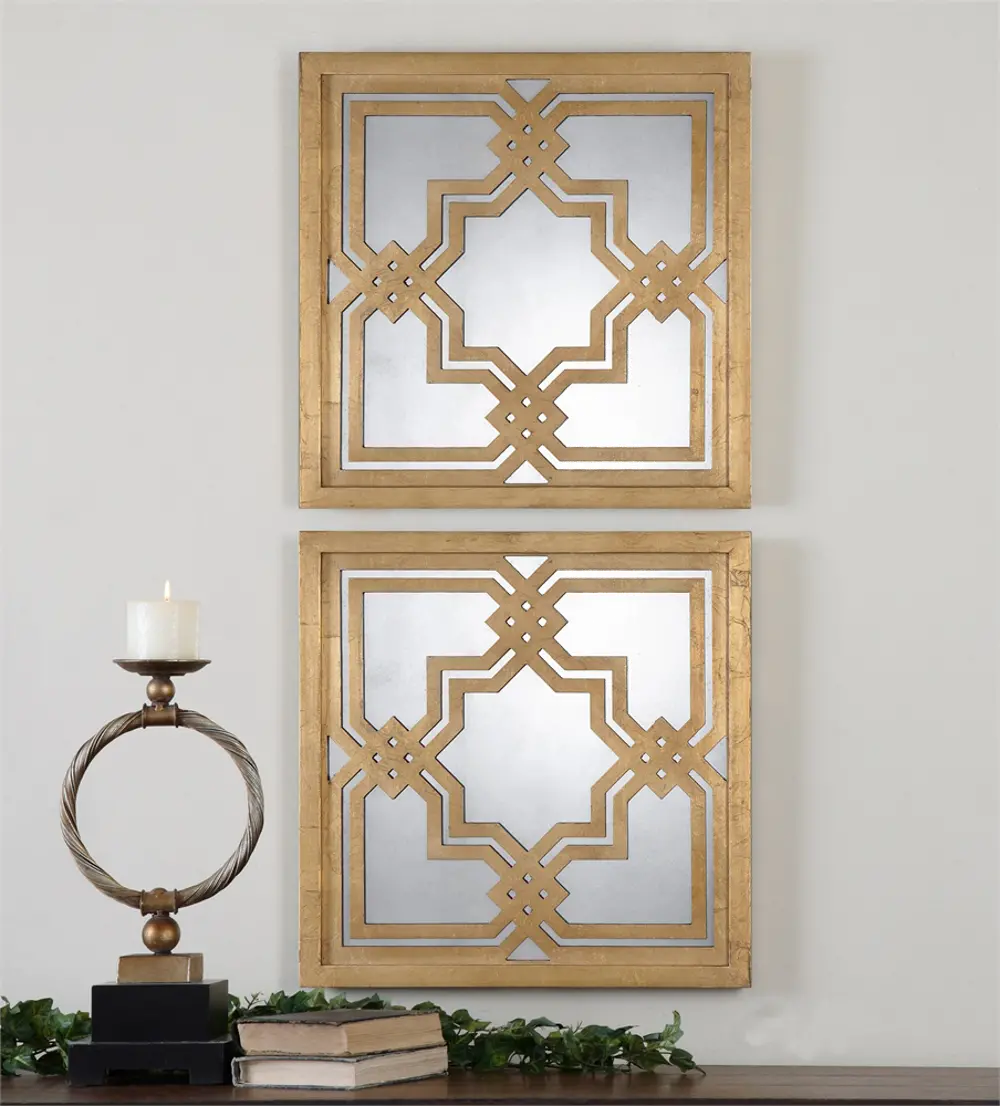 Assorted Gold Leaf Square Mirror-1