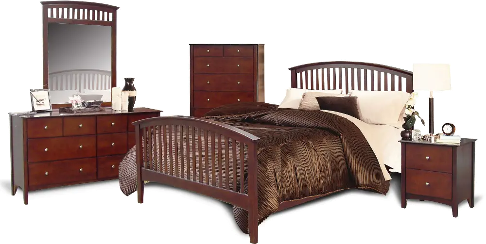 Contemporary Merlot 4 Piece Queen Bedroom Set - Lawson -1