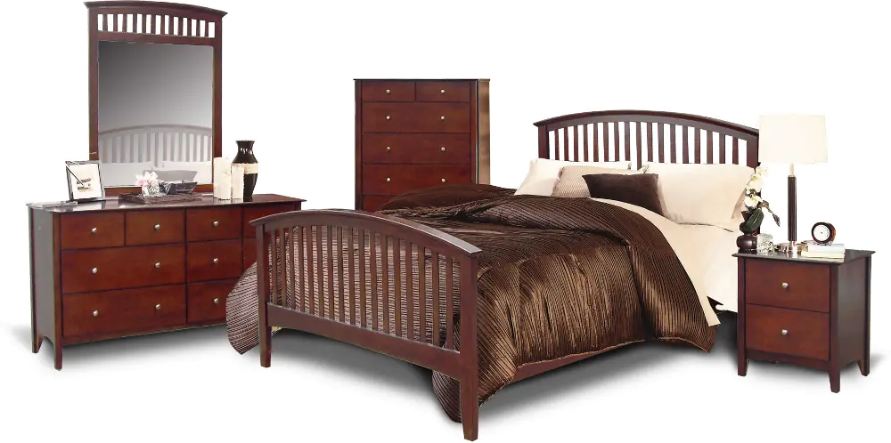 Contemporary Merlot 4 Piece King Bedroom Set - Lawson -1