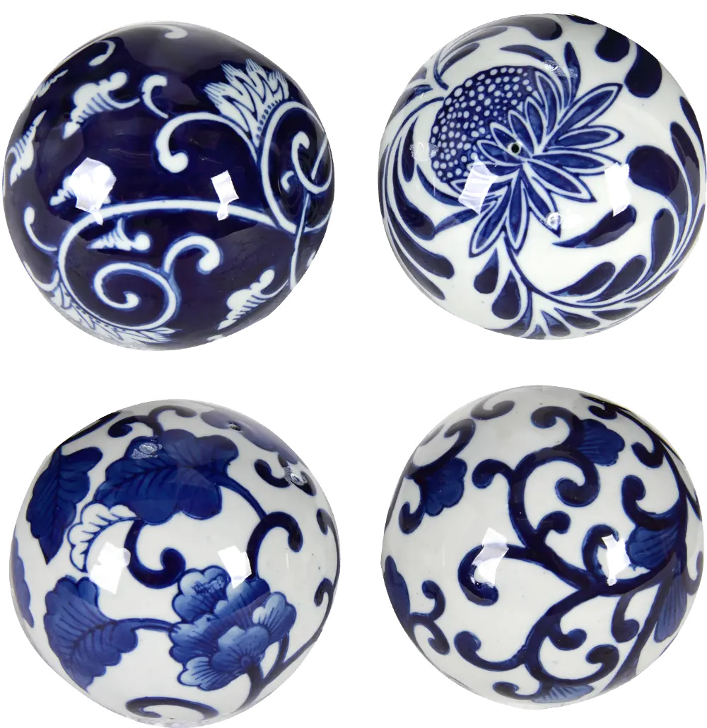 Assorted 4 Inch Blue and White Decorative Ceramic Ball-1