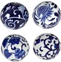 Assorted 4 Inch Blue and White Decorative Ceramic Ball