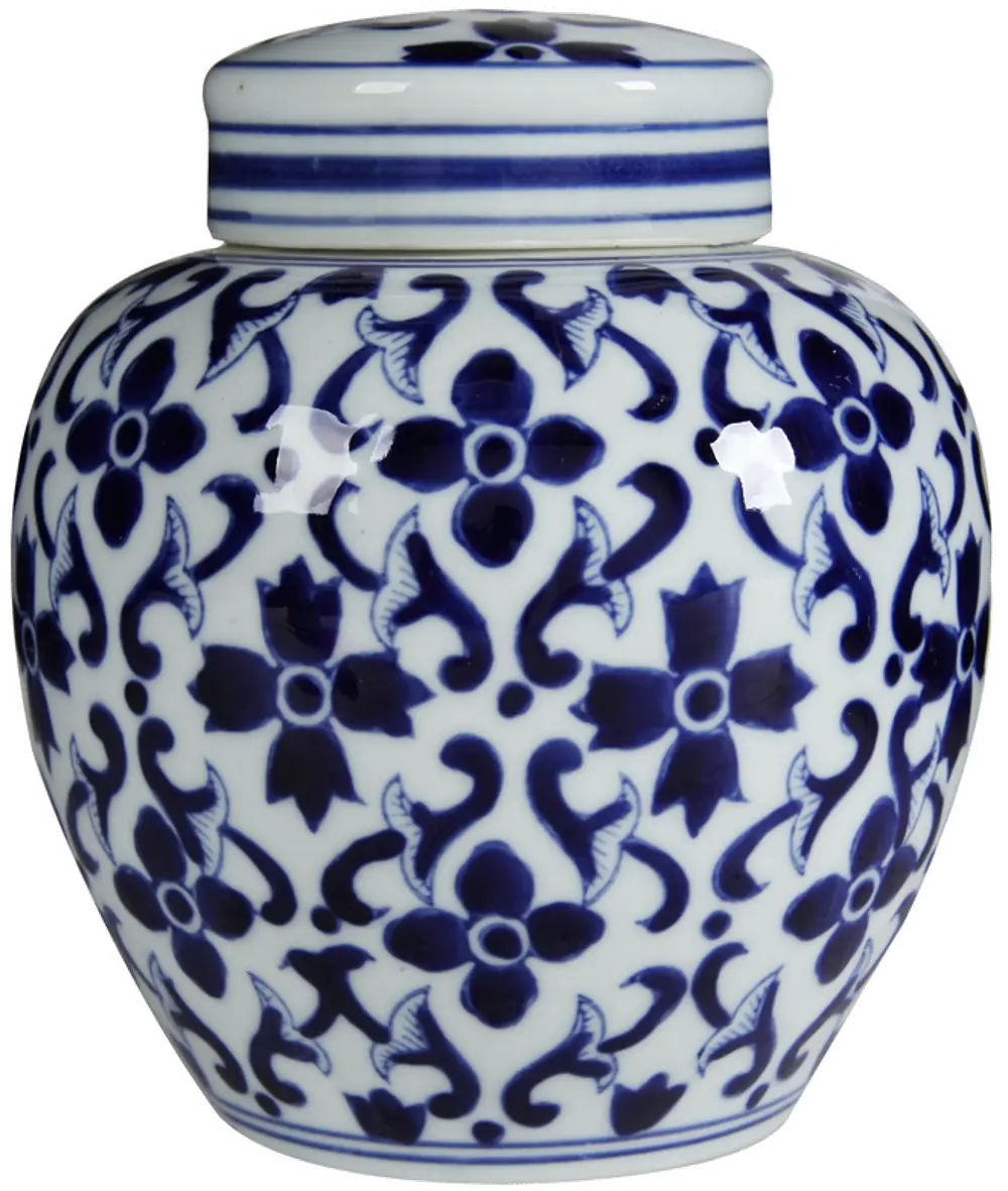Cobalt Blue and White Jar with Lid-1