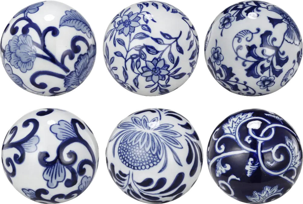 Assorted 3 Inch Blue and White Decorative Ceramic Ball-1