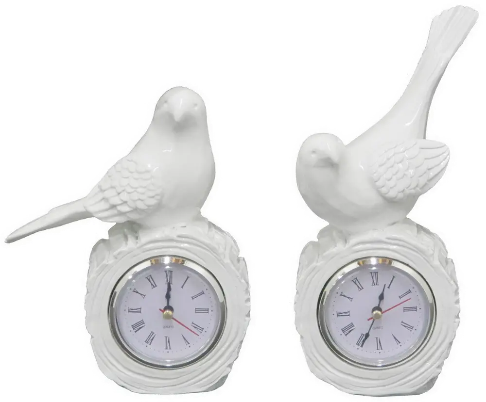 Assorted White Resin Bird Clock-1