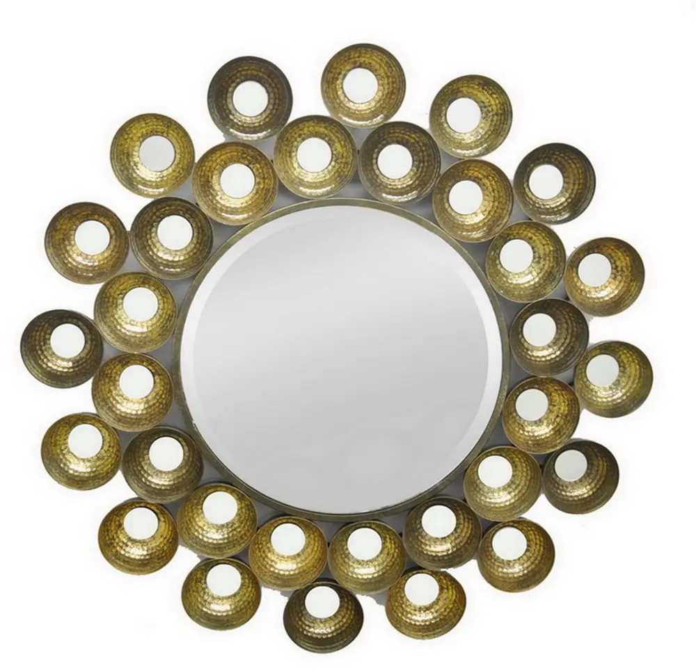 Gold Metal Circles Wall Mirror-1