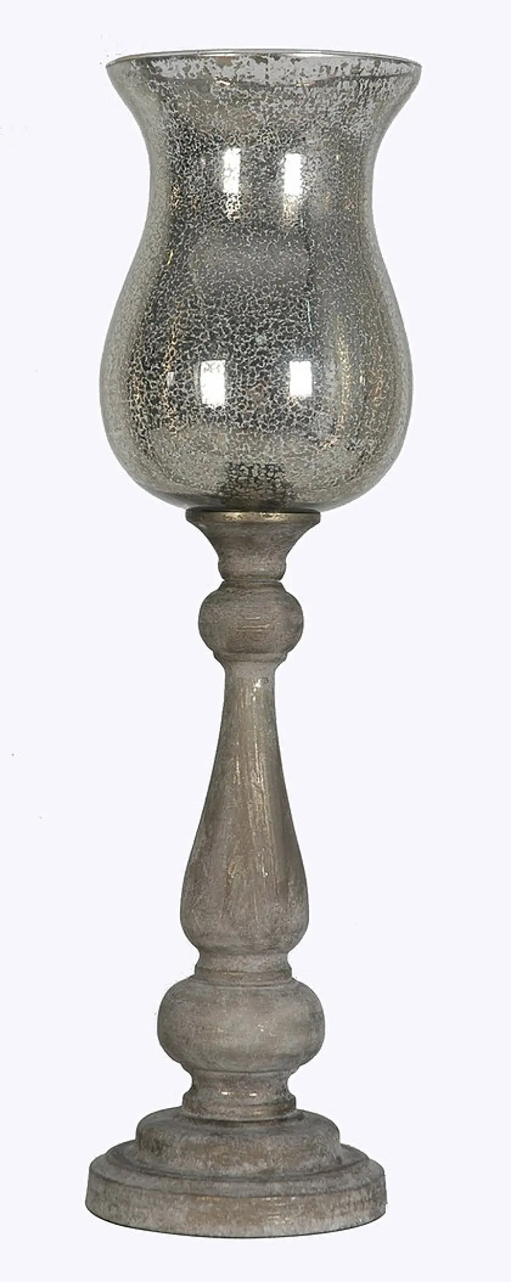 Antique White Wash Wood Finish Up-Light Lamp with Mercury Glass Shade-1
