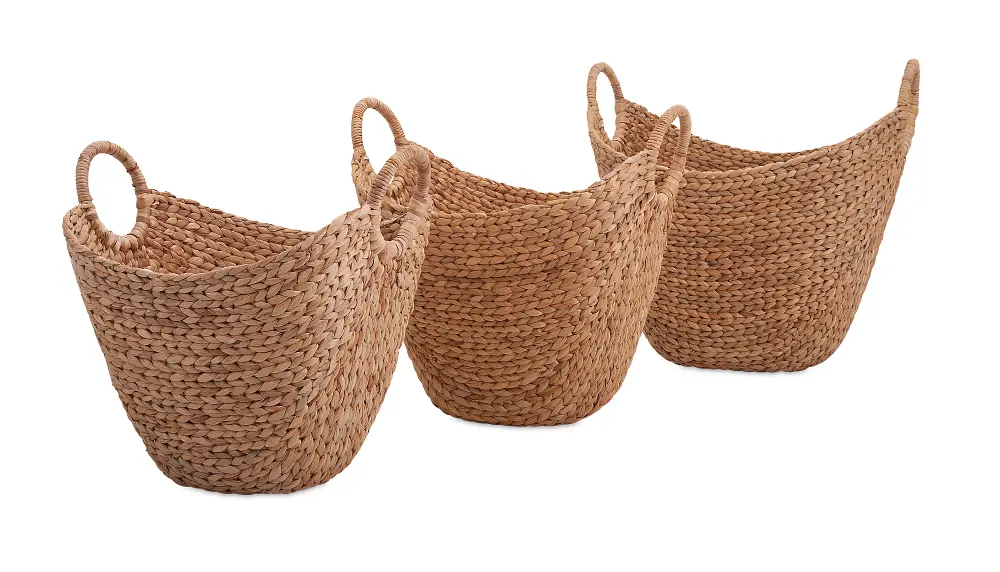 15 Inch Woven Water Hyacinth Basket with Handles-1