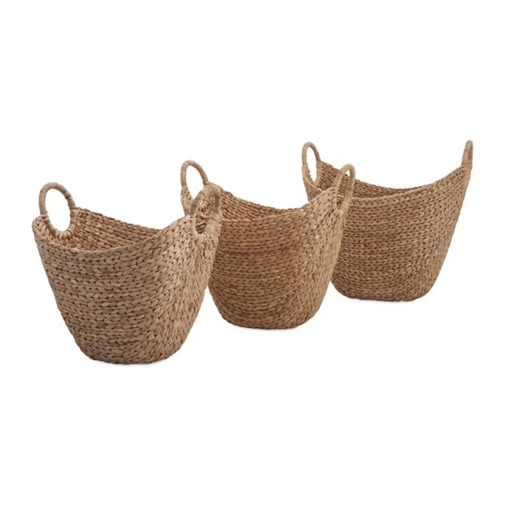 18 Inch Woven Water Hyacinth Basket with Handles-1