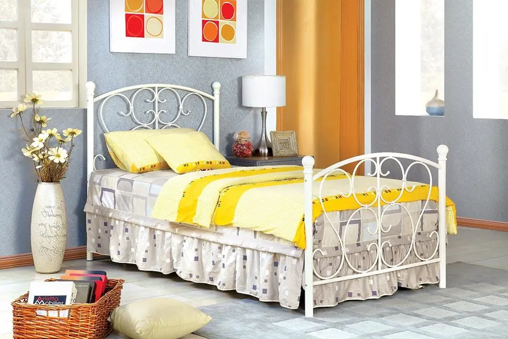 IDF-7706WH White Princess Twin Metal Bed - Belle -1