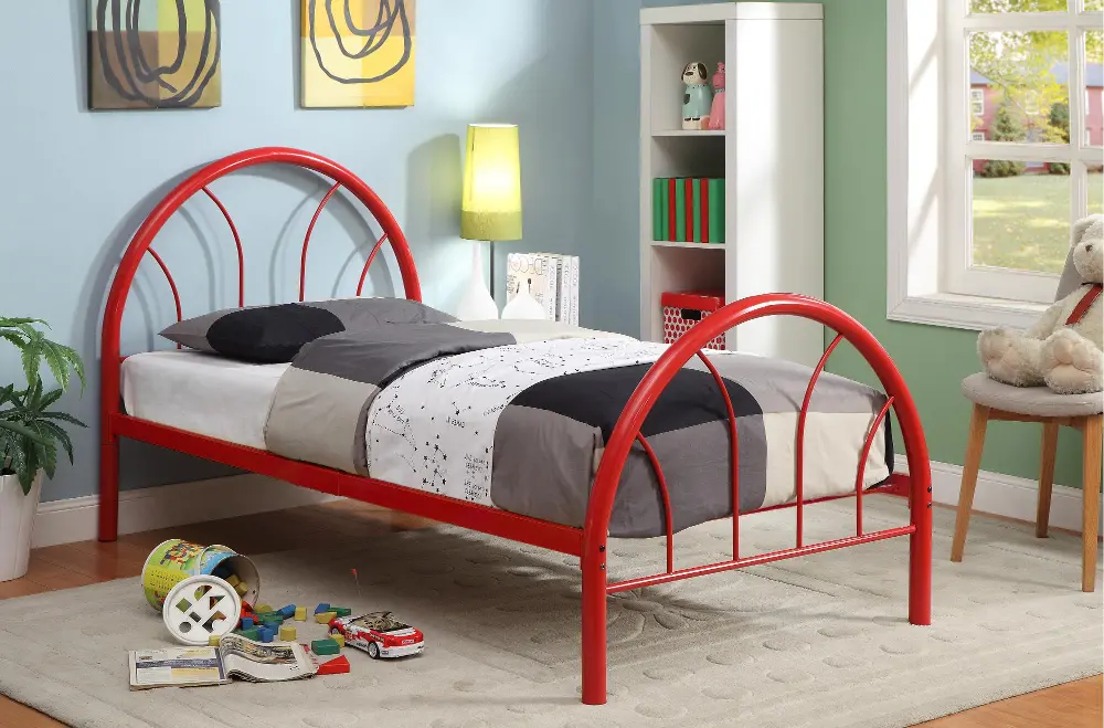IDF-7712RD-T Red Metal Twin Bed - Clarkson -1