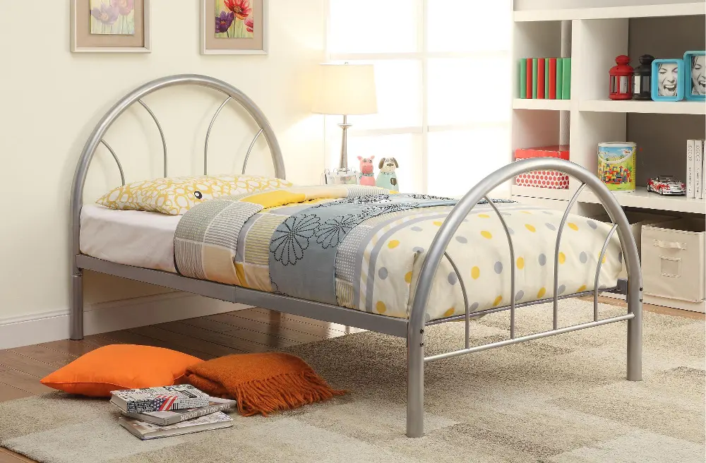 IDF-7712SV-T/TWINBED Silver Metal Twin Bed - Clarkson -1