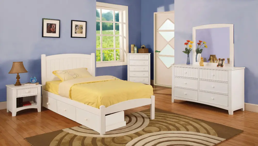 IDF-7902WH-T White Twin Platform Bed - Florence-1