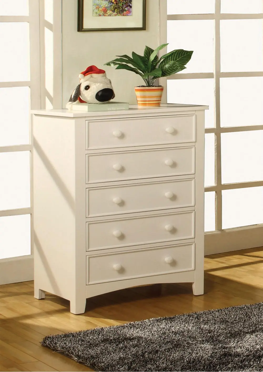 IDF-7905WH-C/5DCHEST White 5-Drawer Chest of Drawers-1