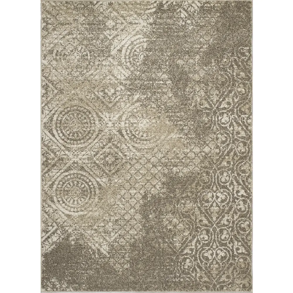 8 x 11 Large Gray and Beige Area Rug - New Casa-1