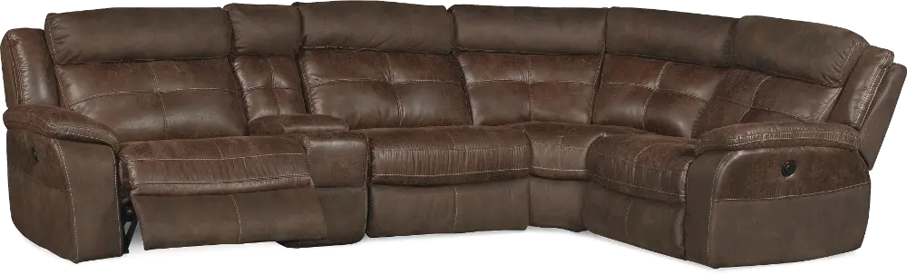 Denver Brown 5 Piece Console Power Reclining Sectional-1