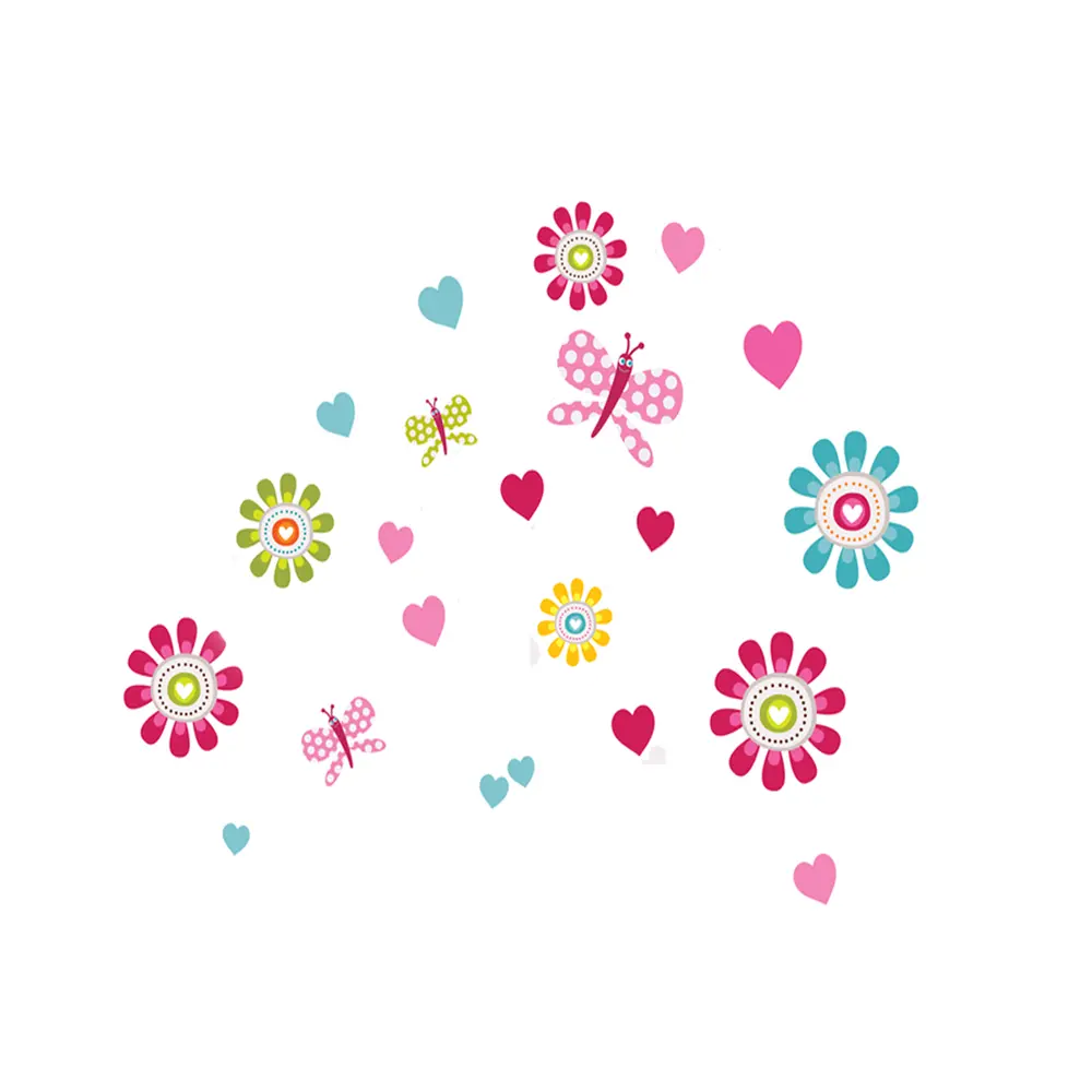 8050012 Wall Decal Set, Pink and Blue Flowers - Joy -1