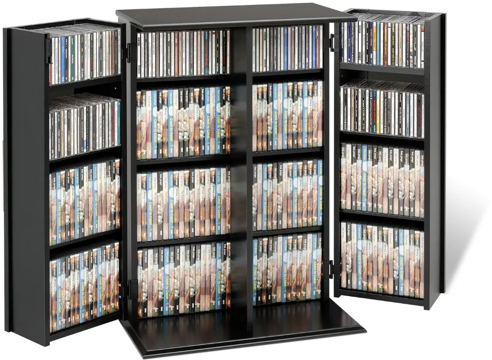 Black Small Locking Multimedia Storage Cabinet-1
