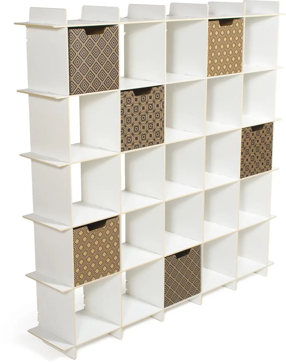 GR025-WHT White 25 Cube Modern Storage Bookcase - Organization-1