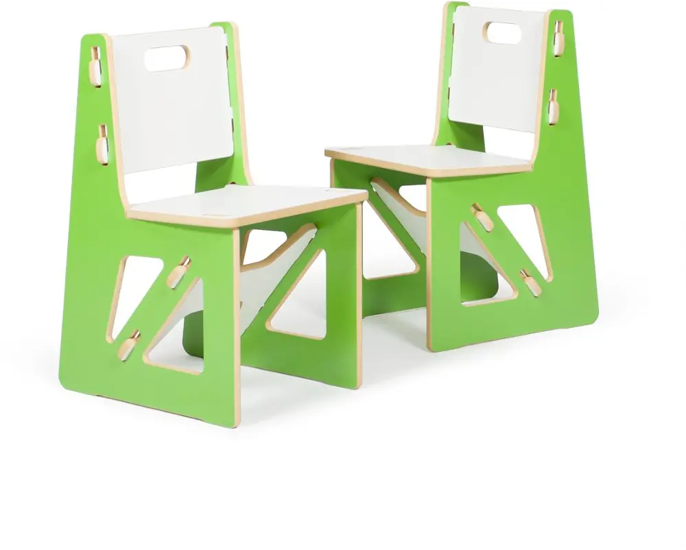 K2C001-GRN_WHT Green 2-Pack Kids Chairs  - Play Room/Kids-1