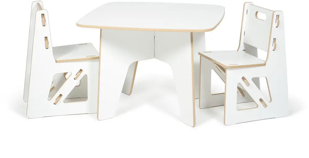 KT2C001-WHT White Kids Table and 2 Chairs - Play Room/Kids-1