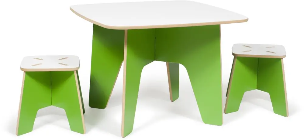 KT2S001-GRN_WHT Green Kids Table and 2 Stools - Play Room/Kids-1