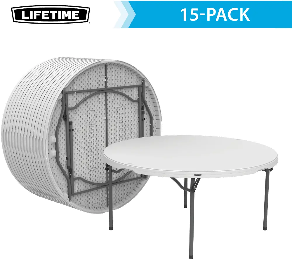 880301 Lifetime 60 Inch White Commercial Nesting Round Tables - 15 Pack-1