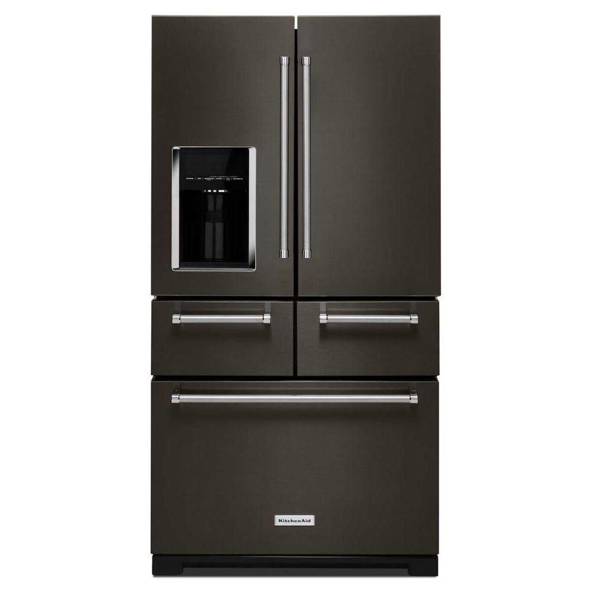 KRMF706EBS KitchenAid 25.8 cu. ft. French Door Refrigerator - 36 Inch Black Stainless Steel
