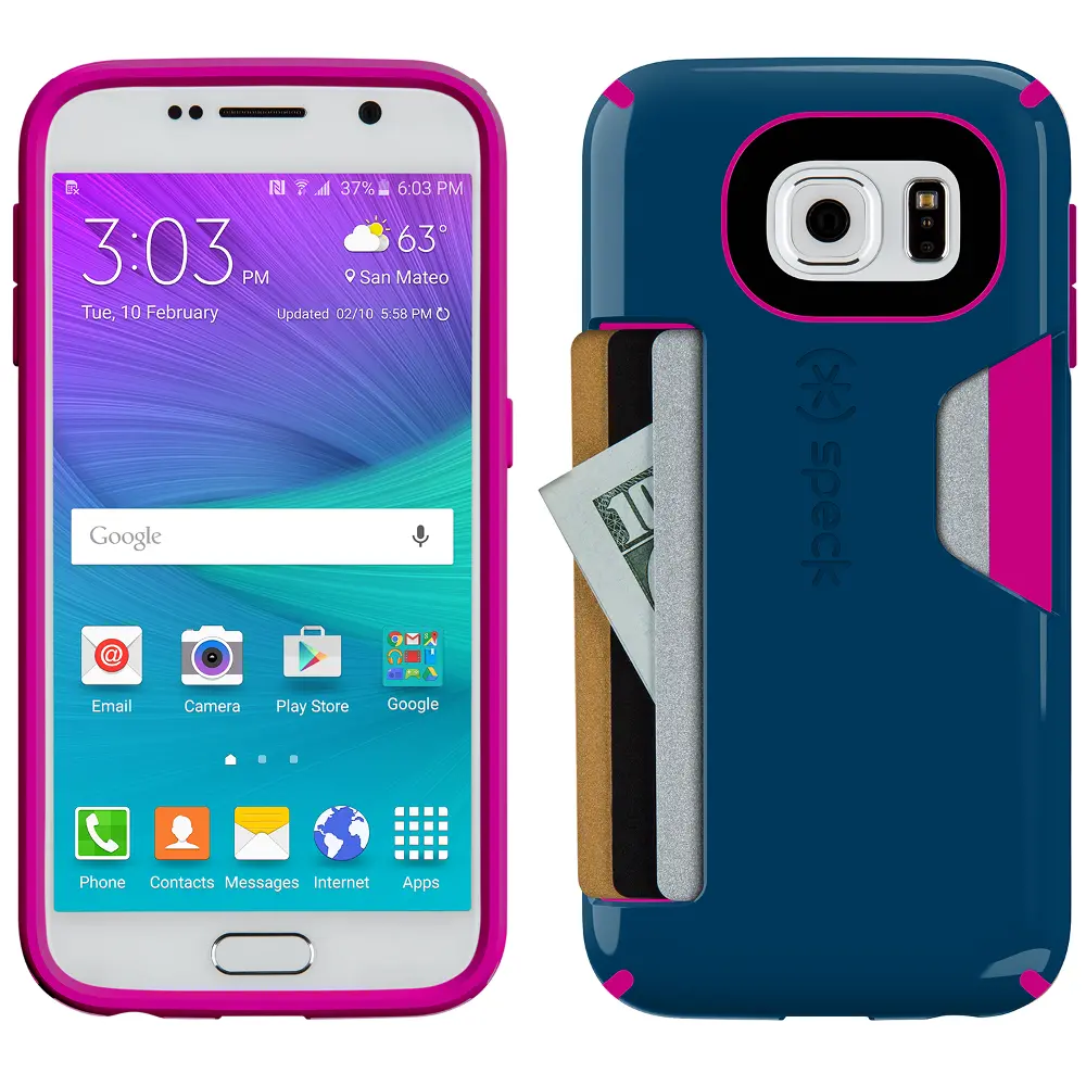 Speck CandyShell Card Case for Samsung Galaxy S6  - Deep Sea Blue/Lipstick Pink-1