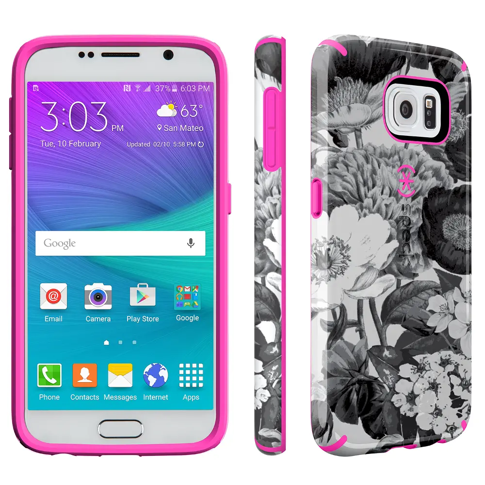 Speck CandyShell Inked Galaxy S6 Case - Vintage Bouquet Gray-1
