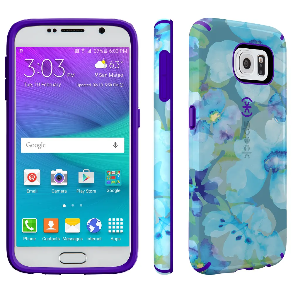 Speck CandyShell Inked Case for Samsung Galaxy S6 - Aqua Floral Blue-1