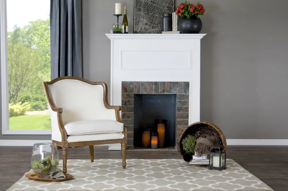 ASS292Mi-ASH2 Traditional Off White Accent Chair with Cedar Trim- Charlemagne-1
