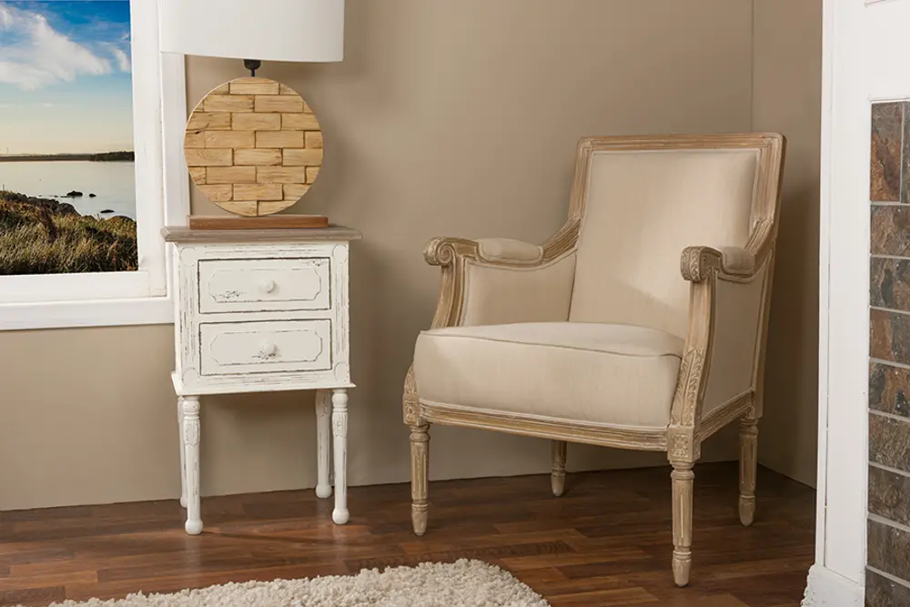 ASS500Mi-CG4 Traditional Light Beige French Accent Chair - Chavanon-1