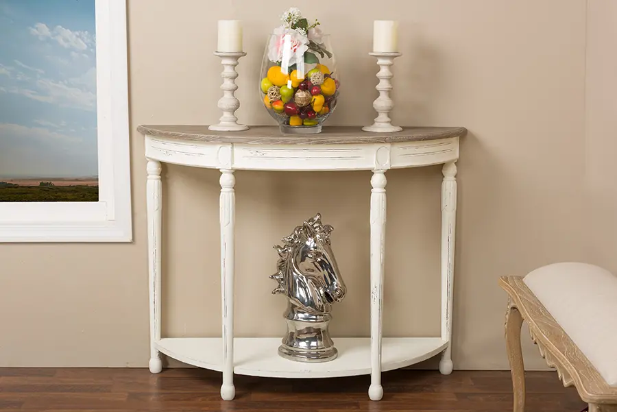 Traditional French White Accent Table - Vologne