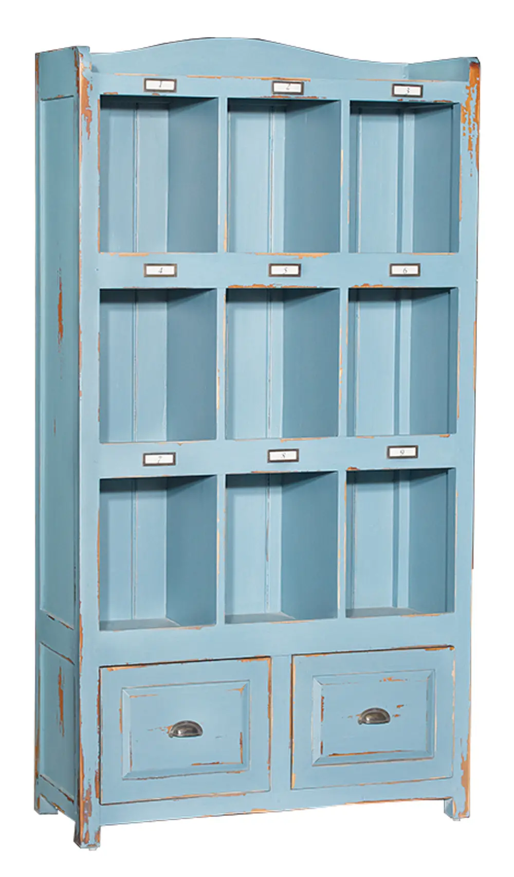 Blue Distressed 2 Drawer Storage Cabinet-1