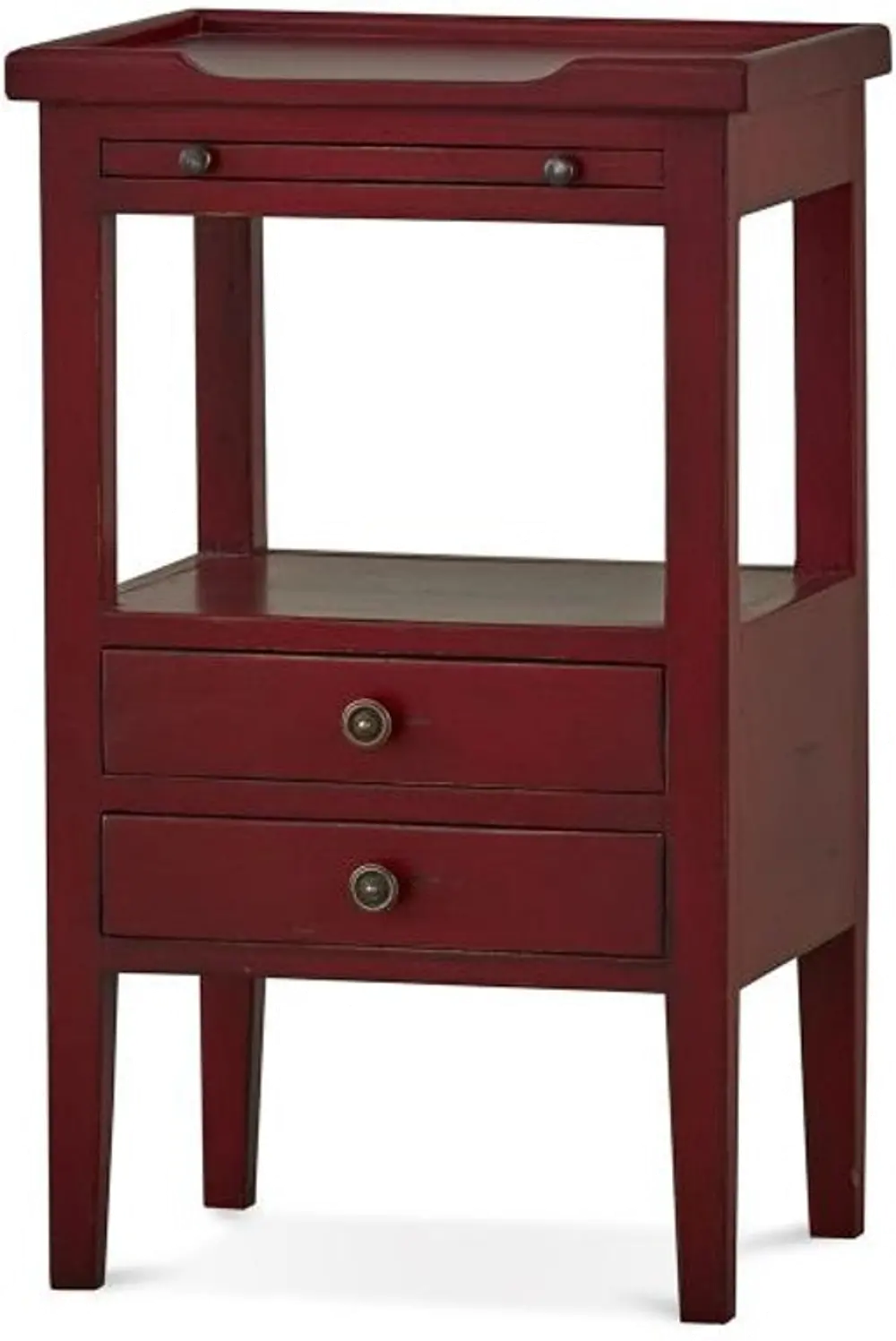 Eton Deep Red Accent Table with Pull Out Shelf-1