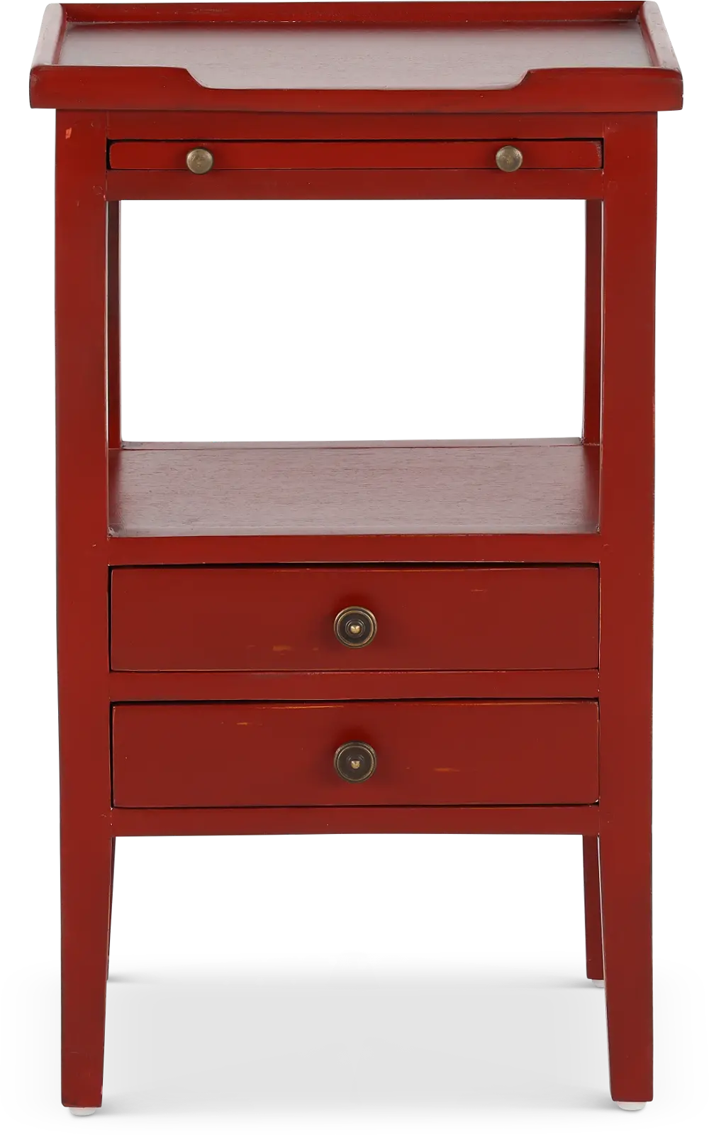 Eton Deep Red Accent Table with Pull Out Shelf-1