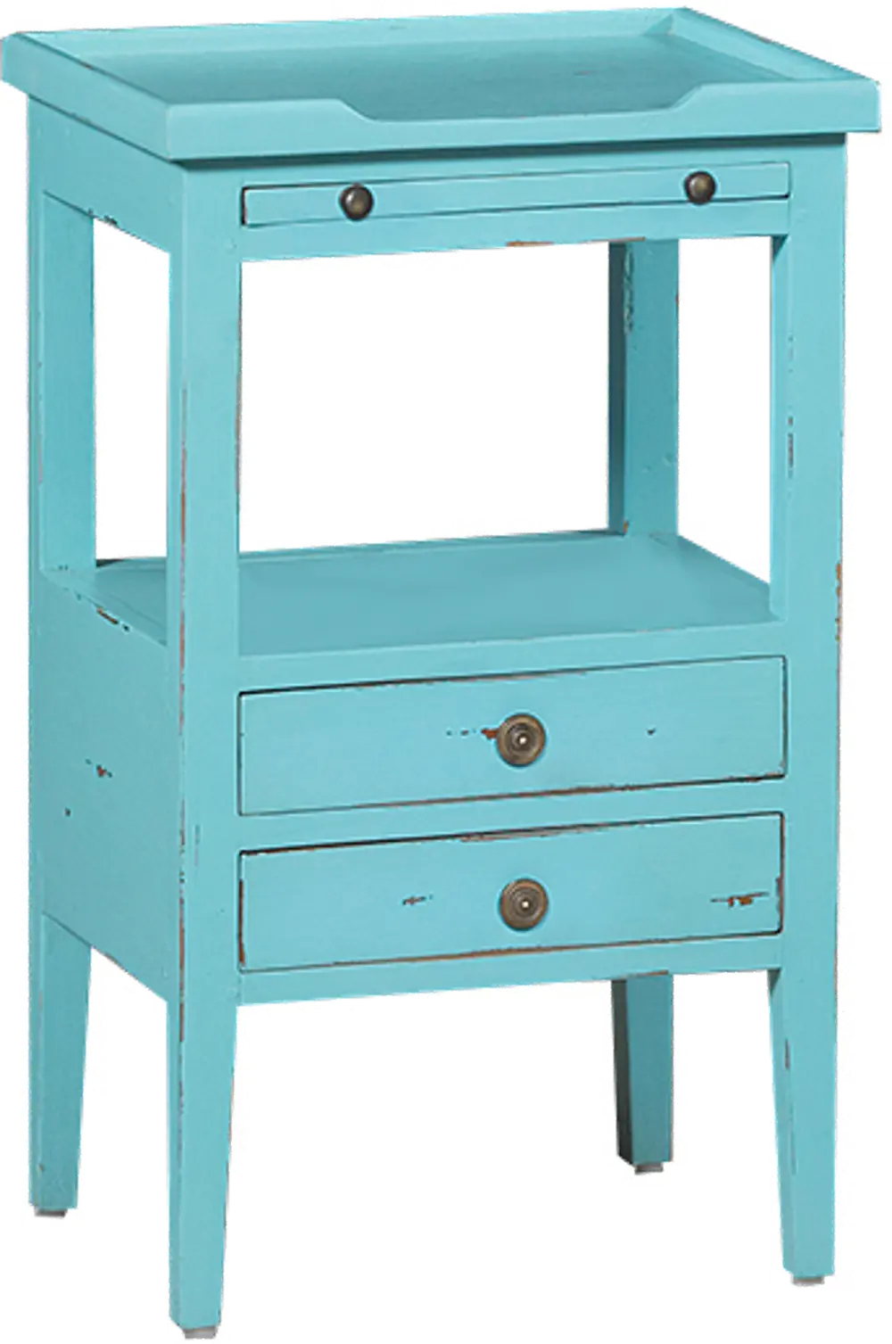 Cool Blue Distressed Accent Table - Aries-1