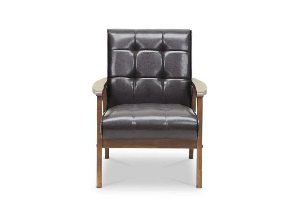 TOGO-CC-109-541 Masterpieces Mid Century Modern Dark Brown Club Chair-1