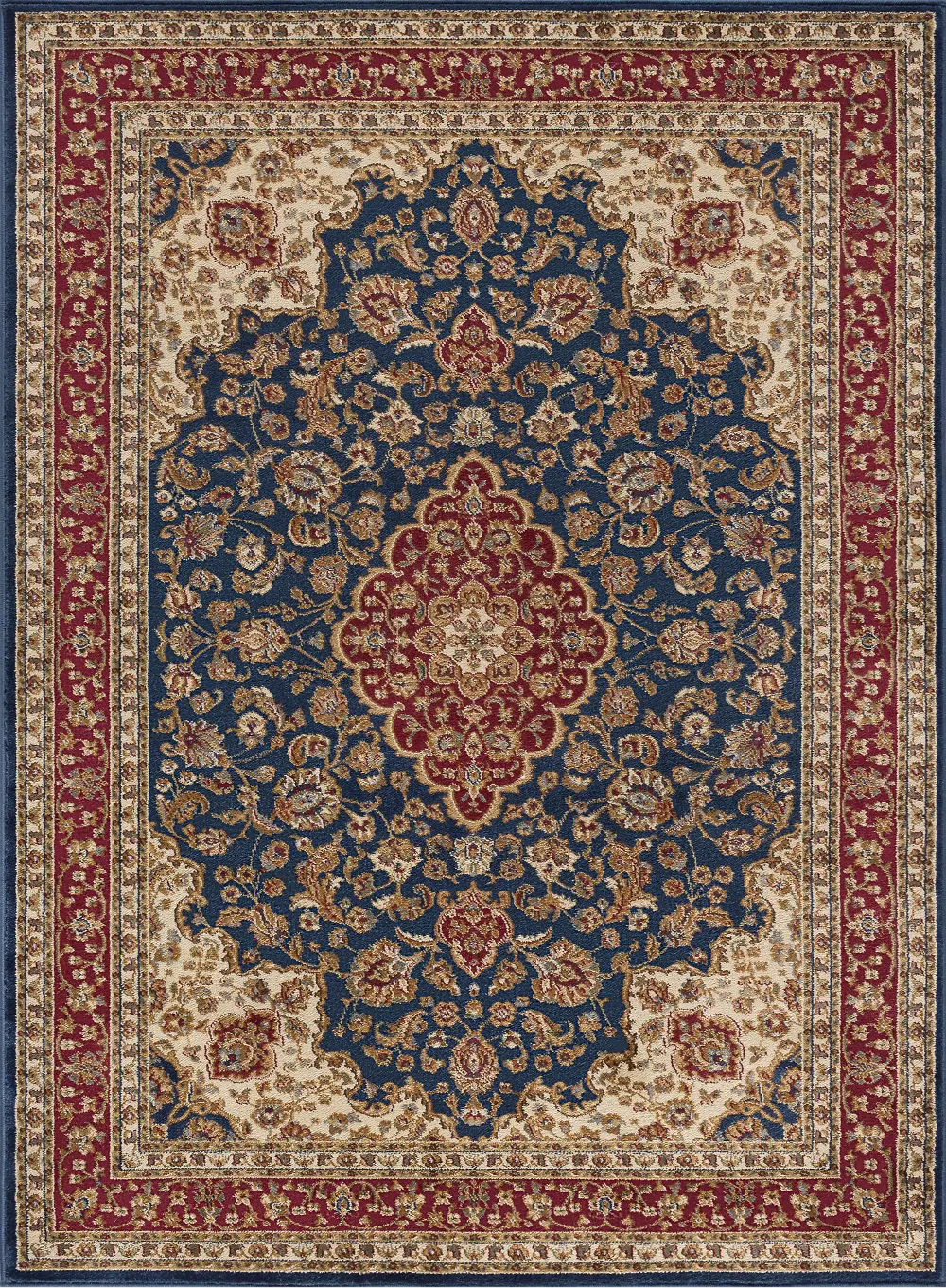 SNS47878x11 Sensation 8 x 11 Large Navy Blue and Red Area Rug-1